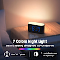 Miniatyrbild 3 av 7: Digital väckarklocka för sovrum - Stor display lätt att läsa över rummet, 7 större färgade nattljus, dubbel alarm, dimmer, True Baery Blue