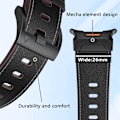 Miniatyrbilde 3 av 7: Robust skinnreim i ekte lær, kompatibel med Galaxy Watch Ultra 47mm (2024), bred rem med hurtigutløsing og titanmetallkontakt for Galaxy