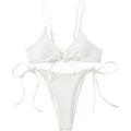Miniatyrbillede 1 af 5: Kvinde Trekantet String Bikini Ribbet O Ring Binde Side Todelt Badetøj