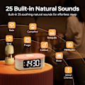 Miniatyrbillede 5 af 7: Stofvækkeur til soveværelse, med stort LED-skærmdisplay, Bluetooth-stereohøjttaler, FM-radio, hurtig trådløs opladning, USB-opladningsport,