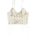 Miniatyrbilde 1 av 5: Kvinners Broderi Blonder Opp Snøring Crop Cami Topp Spaghetti Stropp Tilpasset Camisole Crop
