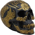 Miniatyrbillede 1 af 9: Ebros Keltisk Tribal Knotwork Tattoo Sort Spøgelse Vampyr Kranie Statue 7\" Lang Som Macabre Ossuary Dekoration Dracula Skelet Kranium til     Black & Day