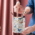 Miniatyrbild 3 av 7: Jwest n-hållare, Cermic Shiny Gold Grphic Butterfly Pttern ncil Cup för flickor barn kvinnor Durble Stnd Desk Orgnizer Mkeup Brush Holder Butterfly