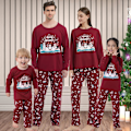Miniatyrbild 3 av 5: Julfamilj matchande pyjamas röda semester pjs set bomull nattkläder