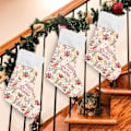 Miniatyrbillede 4 af 7: Jule-Strømpe, Personlige Jule-Strømper 2-pak Merry Christmas Floral 45,7 cm Jule-Strømper Hængende Ornament Pejs til Trædekoration