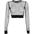 Miniatyrbilde 2 av 5: Kvinnerskjorter Tulle Mesh Langærmet Skjorter Topper Transparent Svart Langærmet