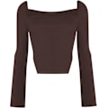 Miniatyrbillede 3 af 4: Kvindernes langærmede ribbede strikkede Crop Top Scoop Neck