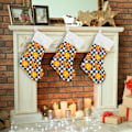 Miniatyrbillede 5 af 7: Jule-Strømpe, Personlige Jule-Strømper 2-pak Halloween Græskar Sort Buffalo Plaid 45,7 cm Jule-Strømper Hængende Ornament Pejs