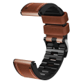 Miniatyrbillede 4 af 5: For Garmin Fenix 7x Tricolor Stitching Silikone Læder Rem SIV Brown