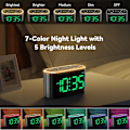 Miniatyrbild 7 av 9: Hög ljudande väckarklockradio för tunga sovare, 7-färgad nattlampa, enkel att ställa in, 000 % dimmer, 3 ljudjusterbar volym, FM-radio med sömntimer,