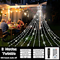 Miniatyrbilde 2 av 8: Juleutendørs stjernesnorlys 23FT 860 LED vanntett fossefall trelys med stjernetopp, 8 moduser juledekorasjoner utendørs tre