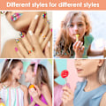 Miniatyrbillede 4 af 5: Daisy Flower Bead Rings Set - Regnbuefarvede elastiske staplingsringe til kvinder og piger