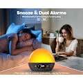 Miniatyrbild 3 av 8: Ljudmaskin, soluppgångslarm med Bluetooth-högtalare, vitt brus för sömn, väckningsljus för sovrum, tung sovare, dimbara nattlampor