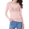 Miniatyrbillede 1 af 5: Kvinders Langærmet Gennemsigtig Mesh Sheer Top Bluse Skjorte