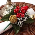 Miniatyrbillede 1 af 5: Servietringe Sæt af 6 Fyrrenåle Bær Jul Thanksgiving Ferie Rustik