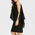 Miniatyrbild 2 av 5: Plus Size Chiffon Knälång Klänning för Kvinnor Casual Fladdermusärm Mode