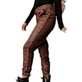 Miniatyrbillede 1 af 4: Kvinders stretch bukser push up effekt læderbukser biker stretch coated