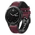 Miniatyrbillede 1 af 5: For Garmin Fenix 7x Silikone + Læder Quick Release Rem Wine Red