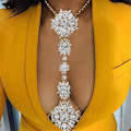 Miniatyrbillede 1 af 5: Boho Rhinestone Statement Brystkæde Krystal Halskæde Krop