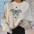 Miniatyrbillede 2 af 5: Trykt langærmet tunika sweatshirt afslappet og behagelig til kvinder