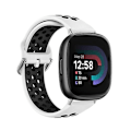 Miniatyrbild 1 av 5: Tvåfärgat perforerat andningsbart silikonarmband för Fitbit Versa 4 JQI White-Black