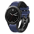 Miniatyrbillede 1 af 5: Til Garmin Fenix 7x Silikone + Læder Quick Release Urrem KVL Dark Blue