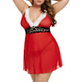 Miniatyrbilde 1 av 5: Kvinners Plus Size Lingerie Babydoll Front Slit Lace Mesh Chemise Nattøy