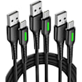 Miniatyrbillede 1 af 5: USB C-kabel, [3-pak 3.1A] Qc 3.0 Type C-oplader Hurtig