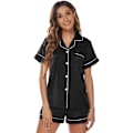 Miniatyrbild 5 av 5: Sidenpyjamas Kortärmad Pyjamas för Kvinnor Satin Nattkläder Knapp-Ner Pj Set