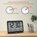 Miniatyrbild 7 av 7: Atomur Baery Operated - Stor Display Digital Alarmklocka med Sekunder och Inomhustemperatur, 4 Tidszoner, DST Svart 8,5 tum - Svart