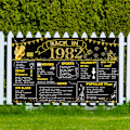 Miniatyrbillede 5 af 5: 41-års fødselsdag sort guld fest dekoration - Tilbage i 1982 banner