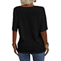 Miniatyrbillede 4 af 4: Dame Mode V-hals Halv ærmer Oversized T-shirt Solid Casual Løs Basic