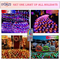 Miniatyrbillede 3 af 7: 204 LED Net Lights, 9,8ft x 6,6ft Farveskiftende Jule Mesh String Lights, Sammenkædelig Fe Lys Vandtæt Udendørs Julepynt