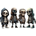 Miniatyrbillede 2 af 6: Seje skeletfigurer statue cool     hjemmeindretning sød kranie mini figur samleobjekter DIY håndværk til skrivebordsdekorationer (stil 4 stk) stil 4 stk