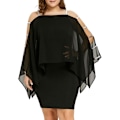 Miniatyrbild 1 av 5: Plus Size Chiffon Knälång Klänning för Kvinnor Casual Fladdermusärm Mode
