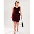 Miniatyrbillede 5 af 5: Sexet Plus Size Kjole til Kvinder Fløjl Spaghetti Stropper Cowl Hals Cocktail Fest