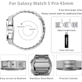 Miniatyrbilde 2 av 6: Luksuriøst etui med rem designet for Galaxy Watch 5 Pro 45mm 2022, robust militærbeskyttende metallstøtfangerdeksel med taktisk rustfritt stål