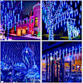 Miniatyrbillede 6 af 7: Meteorregnlys 30CM 10 rør 240 LED julelys Stik i snefald LED-lys Udendørs vandtætte faldende regnlygter til træferie