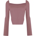 Miniatyrbillede 3 af 4: Kvinde Langærmet Ribstrikket Crop Top Scoop Neck