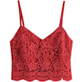 Miniatyrbilde 1 av 4: Kvinners Casual Blonder Heklet Spaghetti Stropp Glidelås Cami Crop Top Camisole