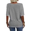 Miniatyrbillede 4 af 4: Kvinde Sommer Mode V-hals Halv ærmer T-shirt Solid Casual Løs Basic