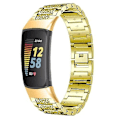 Miniatyrbillede 1 af 5: For Fitbit Charge 5 Diamant Rustfrit Stål Rem Gold