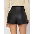 Miniatyrbillede 2 af 5: Kvinde Kontrast Bindende Knude Side Mid Waist Asymmetrisk Nederdel Shorts