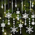 Miniatyrbild 1 av 8: 16 stycken Acryl Icicle Snöflinga Icicle Hängande Dekorationer, Julgran Kristall Dekorationer, Julgransprydnader, Kristall Snöflinga för di