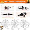Miniatyrbillede 5 af 7: Halloween Spindelvæv Lys med Sort Edderkop, 4.26FT Diameter 84 LED Orange Lilla Web Lys med 8 Tilstande, Vandtæt med Timer Plugin