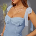 Miniatyrbilde 3 av 5: Kvinners ermeløs camisole knytte skulder mesh stropp tank crop topper