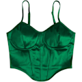 Miniatyrbilde 1 av 5: Kvinners asymmetrisk hem spaghetti stropp buet sateng crop cami topp