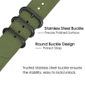 Miniatyrbild 5 av 5: För Garmin Fenix 7 Trefaldig Stålspänne Nylon Klockarmband TKS Army Green