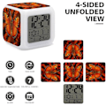Miniatyrbild 3 av 8: LED-väckarklocka, orange Buerfly-tryck flerfärgad väckarklocka geometrisk väckarklocka sovrumsväckarklocka tyst väckarklocka vit vit