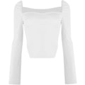 Miniatyrbilde 3 av 3: Kvinners langærmet ribbestrikket Crop Top Scoop Neck
